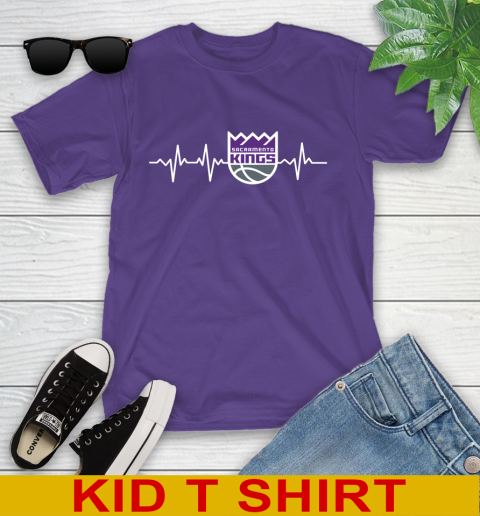 Sacramento Kings NBA Basketball Heart Beat Shirt Youth T-Shirt 3