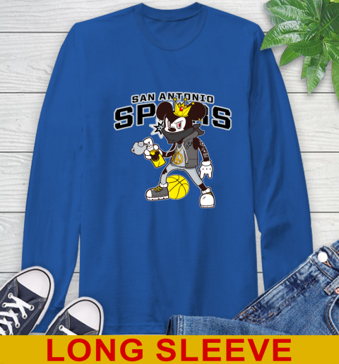 San Antonio Spurs NBA Basketball Mickey Peace Sign Sports Long Sleeve T-Shirt 9