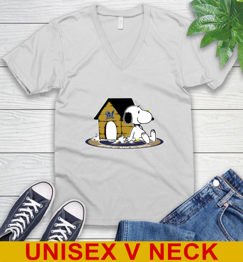 MLB Baseball Milwaukee Brewers Snoopy The Peanuts Movie Shirt V-Neck T-Shirt