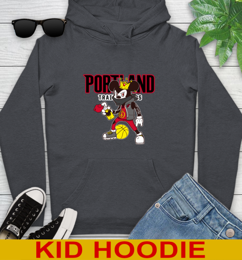 Portland Trail Blazers NBA Basketball Mickey Peace Sign Sports Youth Hoodie 9