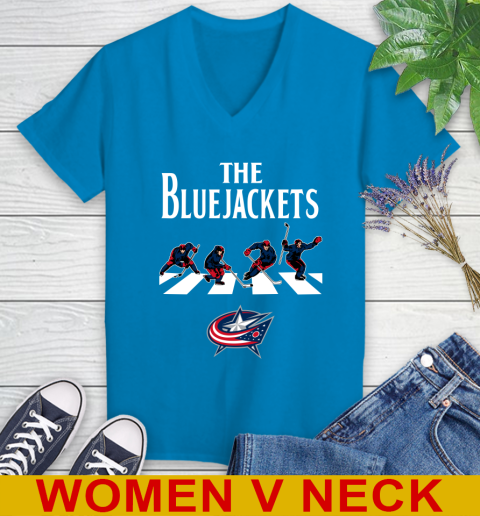 NHL Hockey Columbus Blue Jackets The Beatles Rock Band Shirt Women's V-Neck T-Shirt 7