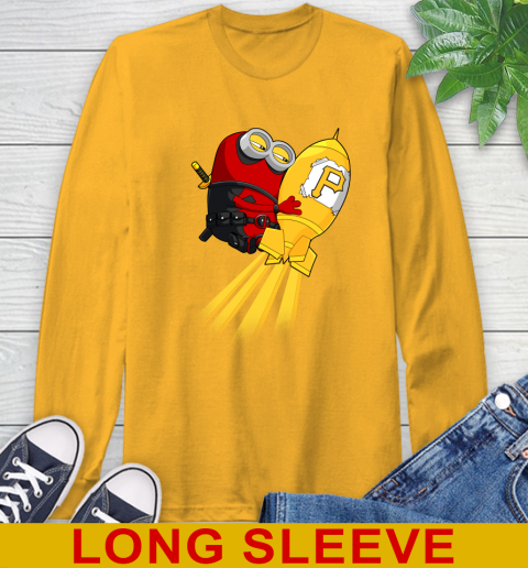 MLB Baseball Pittsburgh Pirates Deadpool Minion Marvel Shirt Long Sleeve T-Shirt 3 MLB Baseball Pittsburgh Pirates Deadpool Minion Marvel Shirt Long Sleeve T-Shirt - Image 3