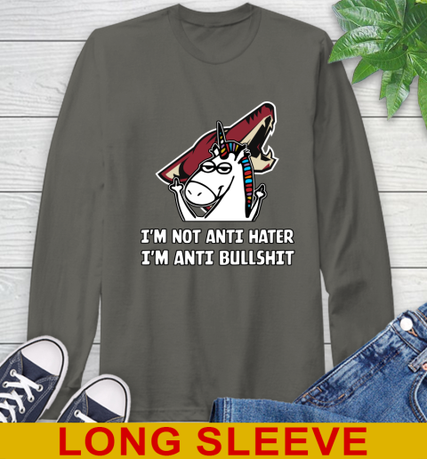Arizona Coyotes NHL Hockey Unicorn I'm Not Anti Hater I'm Anti Bullshit Long Sleeve T-Shirt 8