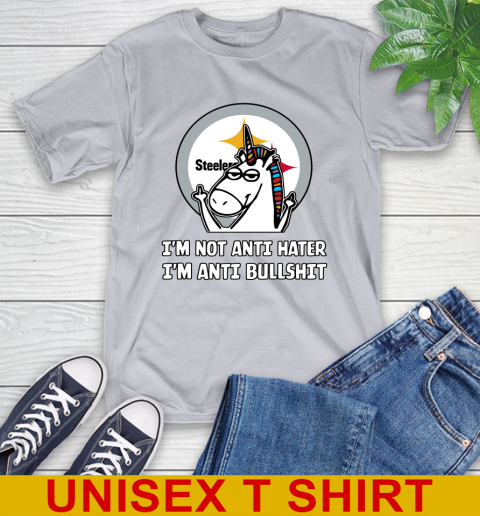 Pittsburgh Steelers NFL Football Unicorn I'm Not Anti Hater I'm Anti Bullshit T-Shirt 6