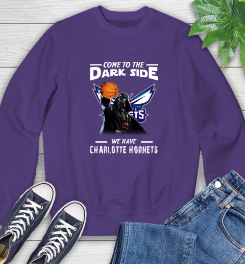 NBA Come To The Dark Side We Have Charlotte Hornets Star Wars Darth Vader Basketball Sweatshirt 4