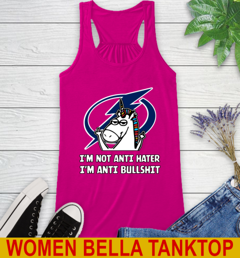 Tampa Bay Lightning NHL Hockey Unicorn I'm Not Anti Hater I'm Anti Bullshit Racerback Tank 8