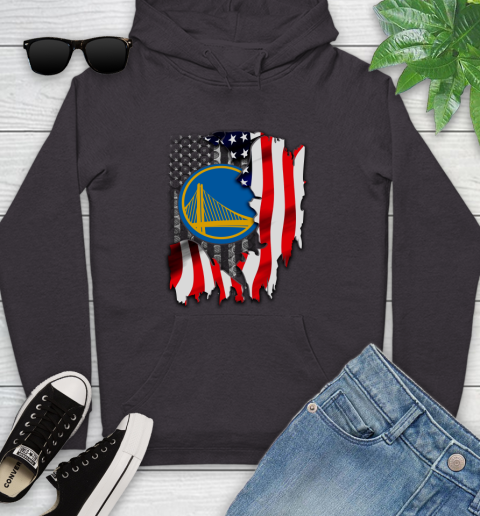Golden State Warriors NBA Basketball American Flag Youth Hoodie 8