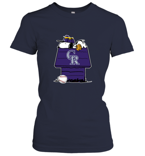 Colorado Rockies Snoopy And Woodstock Resting Together MLB Women's T-Shirt