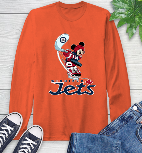 NHL Hockey Winnipeg Jets Cheerful Mickey Mouse Shirt Long Sleeve T-Shirt 5