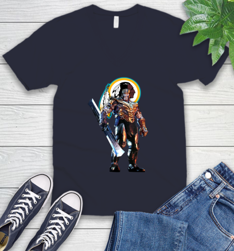 NFL Thanos Gauntlet Avengers Endgame Football Washington Redskins V-Neck T-Shirt 3