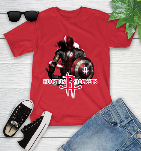 Houston Rockets NBA Basketball Captain America Thor Spider Man Hawkeye Avengers Youth T-Shirt 10