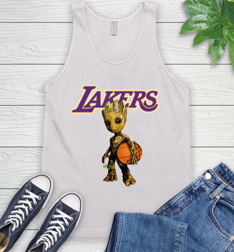 Los Angeles Lakers NBA Basketball Groot Marvel Guardians Of The Galaxy Tank Top