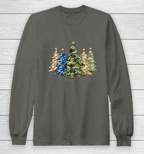 Camo Print Christmas Trees with Camouflage Print Xmas Long Sleeve T-Shirt 5