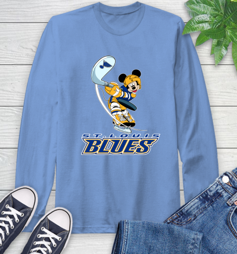 NHL Hockey St.Louis Blues Cheerful Mickey Mouse Shirt Long Sleeve T-Shirt 12