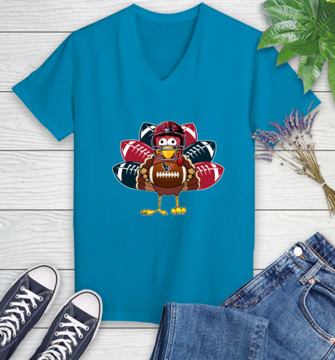 Houston Texans Turkey Thanksgiving Day Women's V-Neck T-Shirt 7