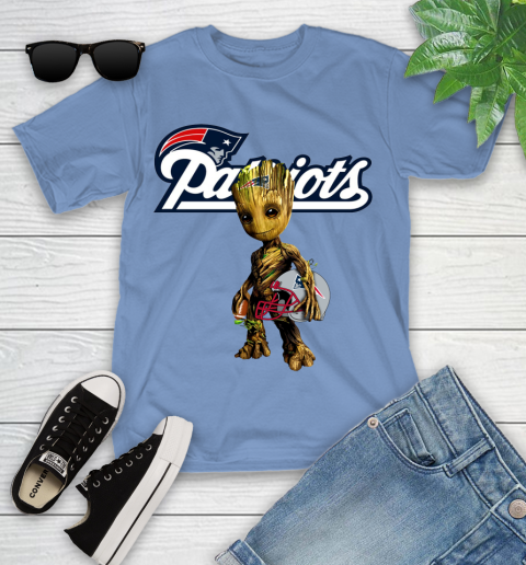 New England Patriots NFL Football Groot Marvel Guardians Of The Galaxy Youth T-Shirt 11