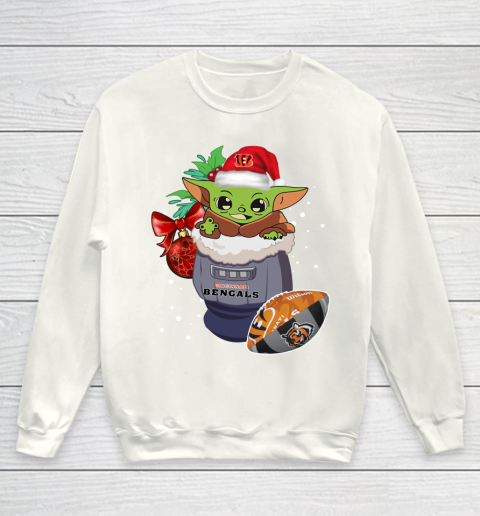 Cincinnati Bengals Christmas Baby Yoda Star Wars Funny Happy NFL Youth Sweatshirt 2
