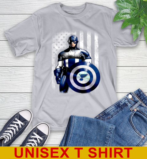St.Louis Blues NHL Hockey Captain America Marvel Avengers American Flag Shirt T-Shirt 5