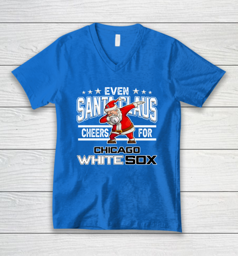 Chicago White Sox Even Santa Claus Cheers For Christmas MLB V-Neck T-Shirt 5