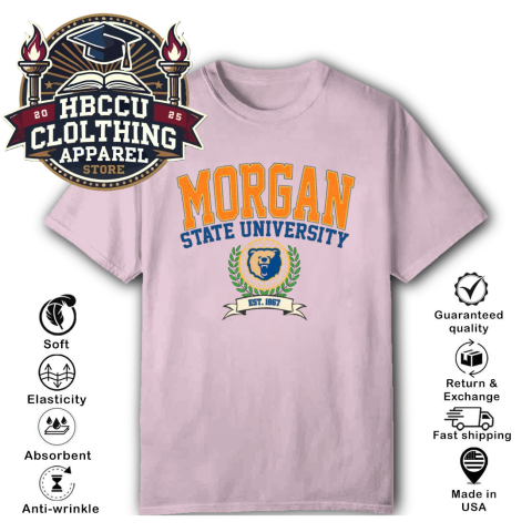 BearcaT Morgan State University HBCU T-Shirt pv29 bearcat morgan state university hbcu classic t shirt 2 front light pink HBCU Clothing Apparel