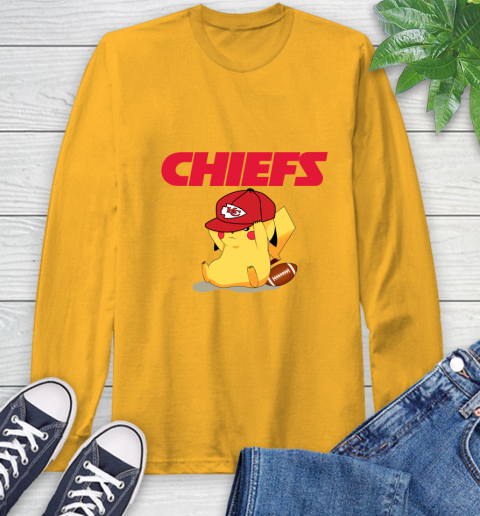 NFL Pikachu Football Sports Kansas City Chiefs Long Sleeve T-Shirt 3