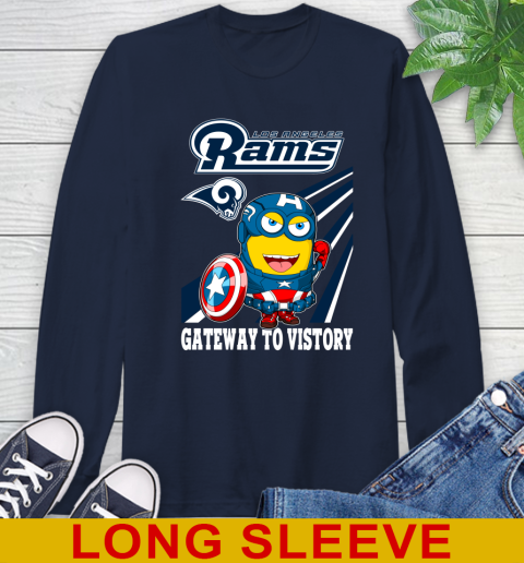 NFL Football Los Angeles Rams Captain America Marvel Avengers Minion Shirt Long Sleeve T-Shirt 3