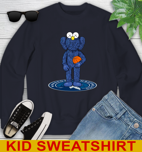 NBA Basketball Minnesota Timberwolves Kaws Bff Blue Figure Shirt Youth Sweatshirt 3