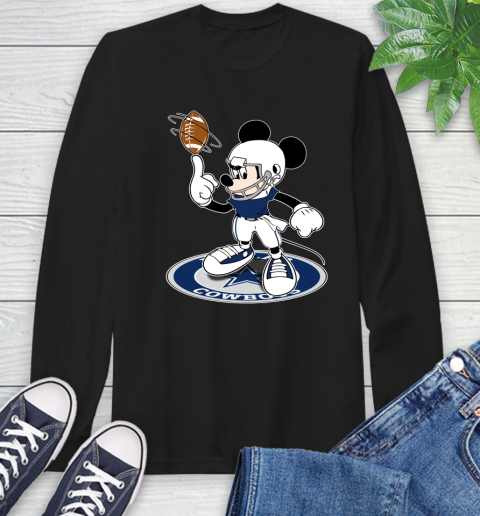 NFL Football Dallas Cowboys Cheerful Mickey Disney Shirt Long Sleeve T-Shirt