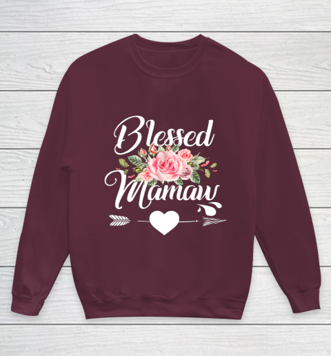 Blessed Mamaw Thanksgiving Christmas Floral Gift For Grandma Youth Sweatshirt 4