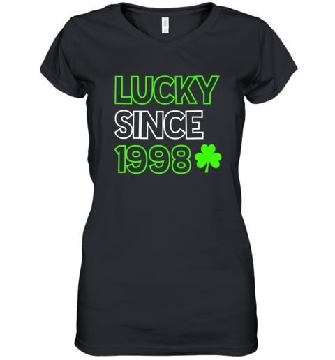 22nd Birthday St Patricks Lucky Since 1998 22 Years Old Women's V-Neck T-Shirt