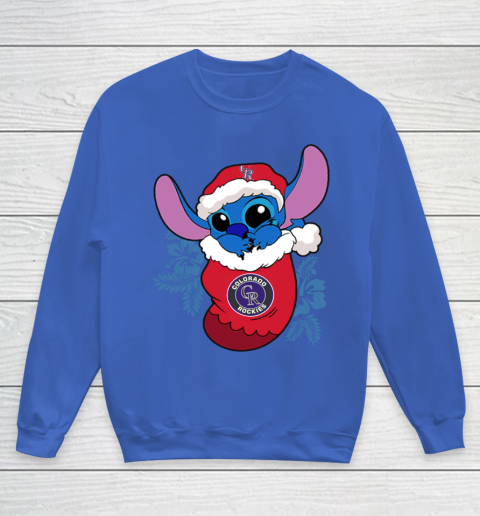 Colorado Rockies Christmas Stitch In The Sock Funny Disney MLB Youth Sweatshirt 8