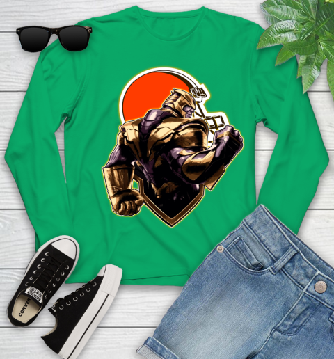 NFL Thanos Avengers Endgame Football Sports Cleveland Browns Youth Long Sleeve 6