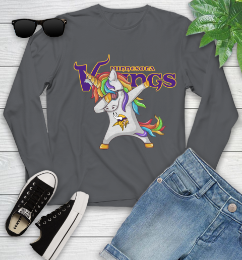 Minnesota Vikings NFL Football Funny Unicorn Dabbing Sports Youth Long Sleeve 8