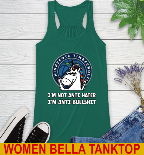 Minnesota Timberwolves NBA Basketball Unicorn I'm Not Anti Hater I'm Anti Bullshit Racerback Tank 7
