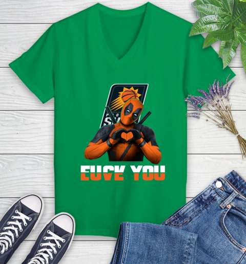 NBA Phoenix Suns Deadpool Love You Fuck You Basketball Sports Women's V-Neck T-Shirt 5
