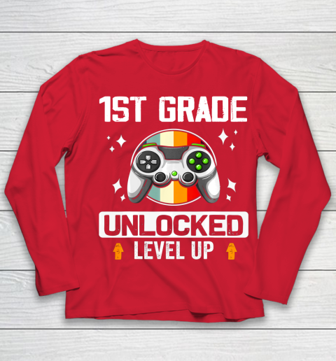 Next Level t shirts 1st Grade Unlocked Level Up Back To School First Grade Gamer Youth Long Sleeve 8