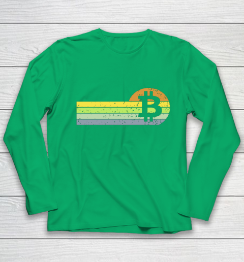 Bitcoin BTC Vintage Sunset Crypto Cryptocurrency Blockchain Youth Long Sleeve 4