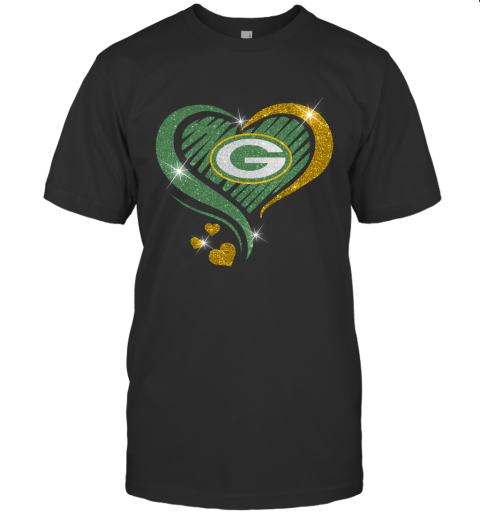 Green Bay Packers Glitter Heart Shape  Lovely and True Gift for Fans