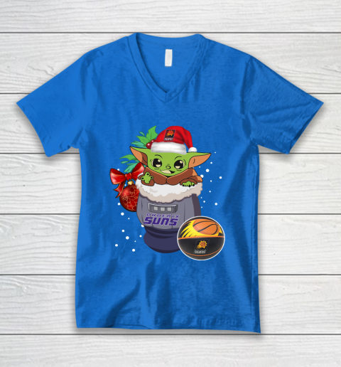 Phoenix Suns Christmas Baby Yoda Star Wars Funny Happy NBA V-Neck T-Shirt 6