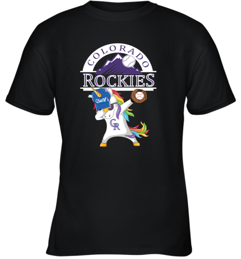 Hip Hop Dabbing Unicorn Flippin Love Colorado Rockies Youth T-Shirt