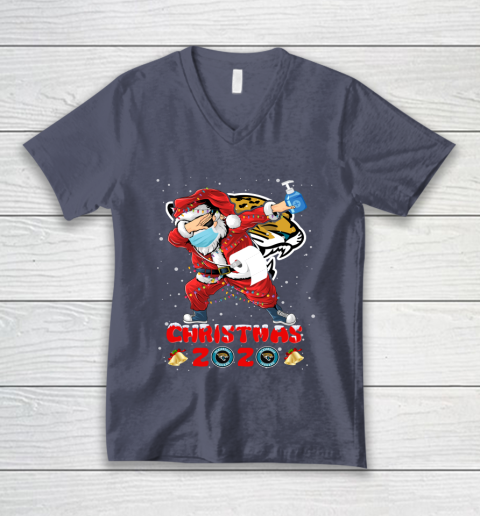 Jacksonville Jaguars Funny Santa Claus Dabbing Christmas 2020 NFL V-Neck T-Shirt 7