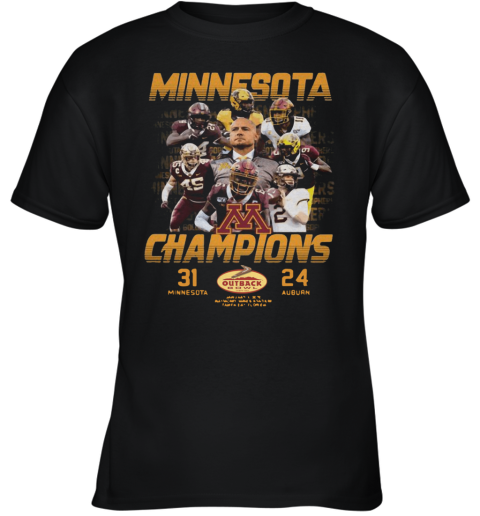 Minnesota Champions 31 Minnesota 24 Auburn Youth T-Shirt