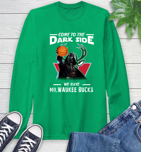 NBA Come To The Dark Side We Have Milwaukee Bucks Star Wars Darth Vader Basketball Long Sleeve T-Shirt 8