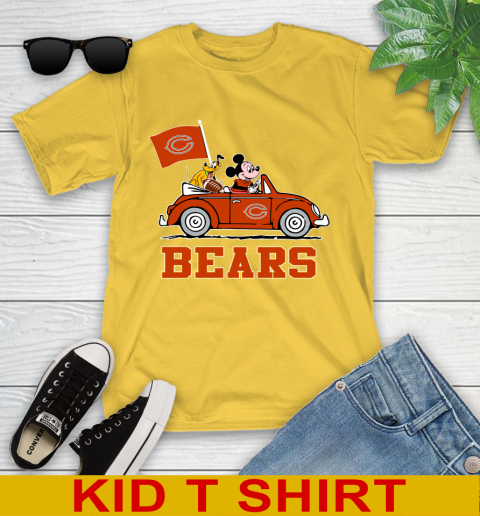 NFL Football Chicago Bears Pluto Mickey Driving Disney Shirt Youth T-Shirt 8