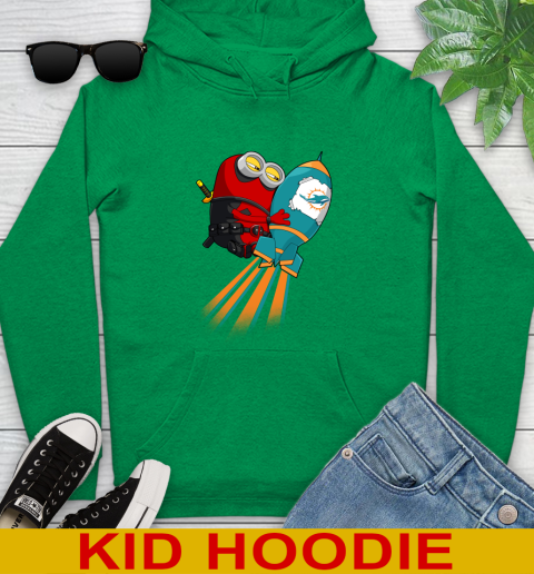 NFL Football Miami Dolphins Deadpool Minion Marvel Shirt Youth Hoodie 8
