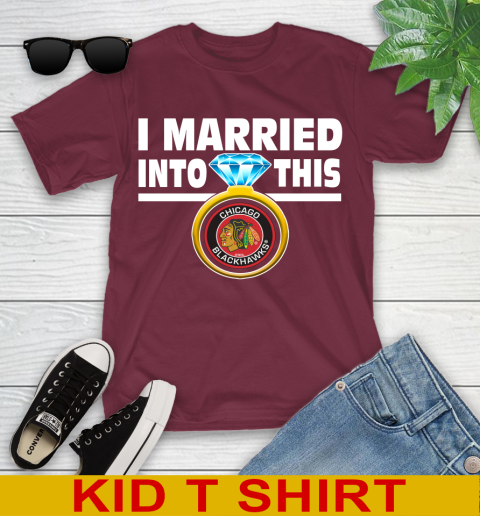 Chicago Blackhawks NHL Hockey I Married Into This My Team Sports Youth T-Shirt 5