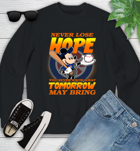 Chicago Cubs MLB Baseball Mickey Disney Never Lose Hope Youth Sweatshirt