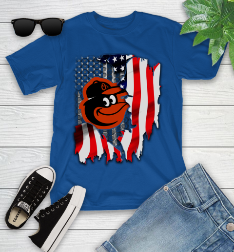 Baltimore Orioles MLB Baseball American Flag Youth T-Shirt 12