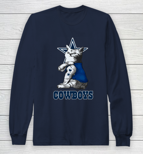 NFL Football My Cat Loves Dallas Cowboys Long Sleeve T-Shirt 3 NFL Football My Cat Loves Dallas Cowboys Long Sleeve T-Shirt - Image 3