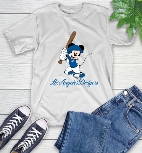 MLB Baseball Los Angeles Dodgers Cheerful Mickey Mouse Shirt T-Shirt 2
